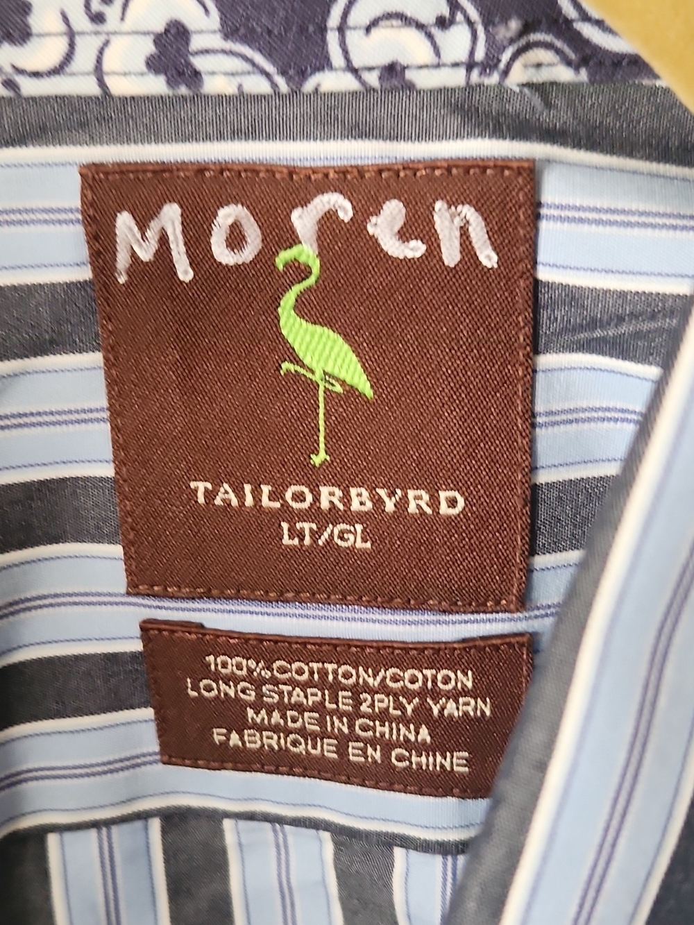 Tailorbyrd Light Blue and Navy Striped Dress Shirt